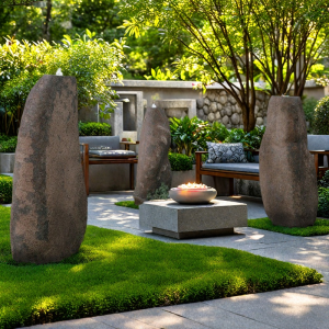 Rectangular Outdoor Basalt Rock Waterfall Fountain Garden Ornaments for Sale