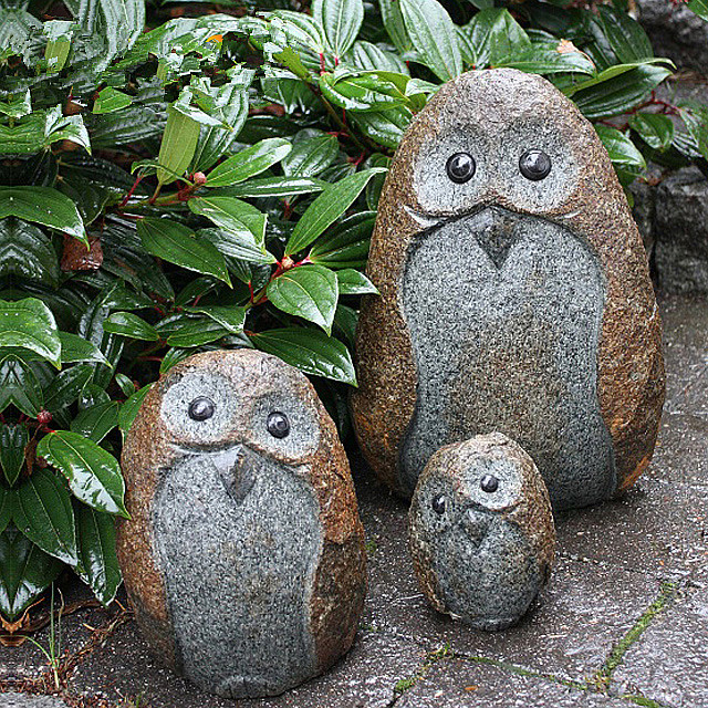 0101-0254 Life-size mountain stone owl garden statues_副本