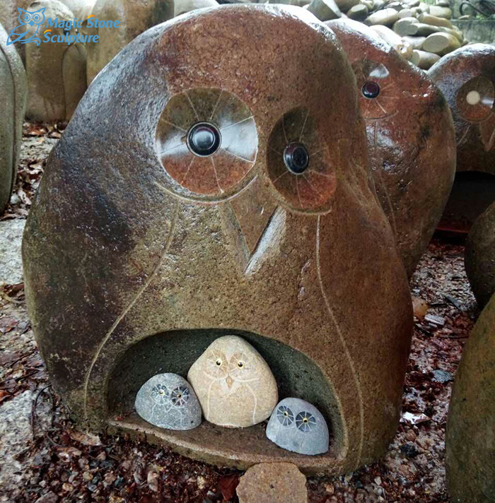 Factory Price For Stone Table -
 Wholesale copple Stone craft owl mom with 3 kids – Magic Stone