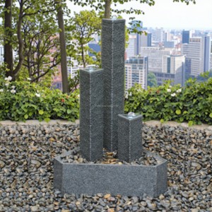 Three cuboid water fountains outdoor