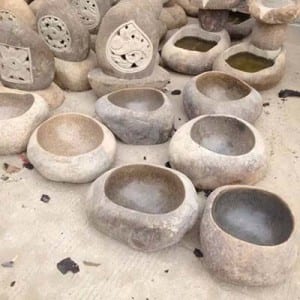 Small cobble stone flower pot for garden decor