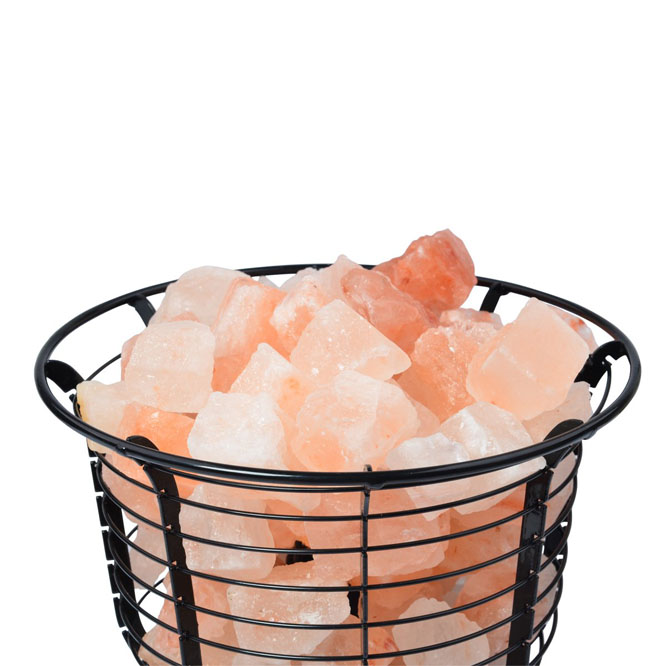 OEM China Mill Stone -
Natural Himalayan Salt Wire Mesh Basket Vase Lamp with Cord, Light Bulb – Magic Stone detail pictures
