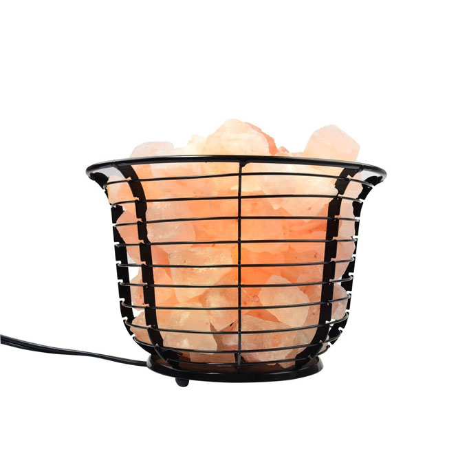 OEM China Mill Stone -
Natural Himalayan Salt Wire Mesh Basket Vase Lamp with Cord, Light Bulb – Magic Stone detail pictures