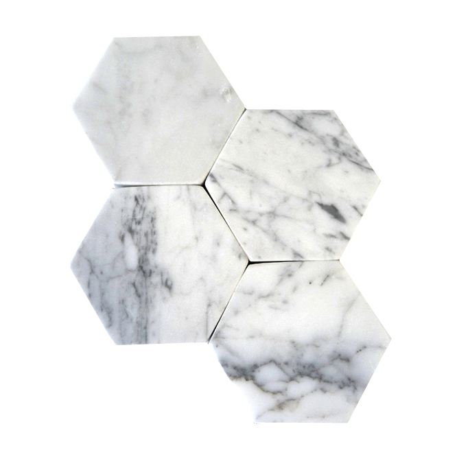 PriceList for Black Basalt Tiles -
 Custom White Hexagon Carrara Marble Coasters – Magic Stone