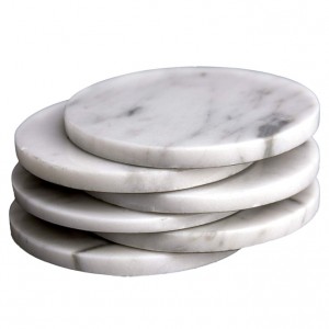 White Marble Stone Coasters – Polished Coasters – (10cm) in Diameter