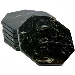 Polished Black Marble Stone Coasters Set