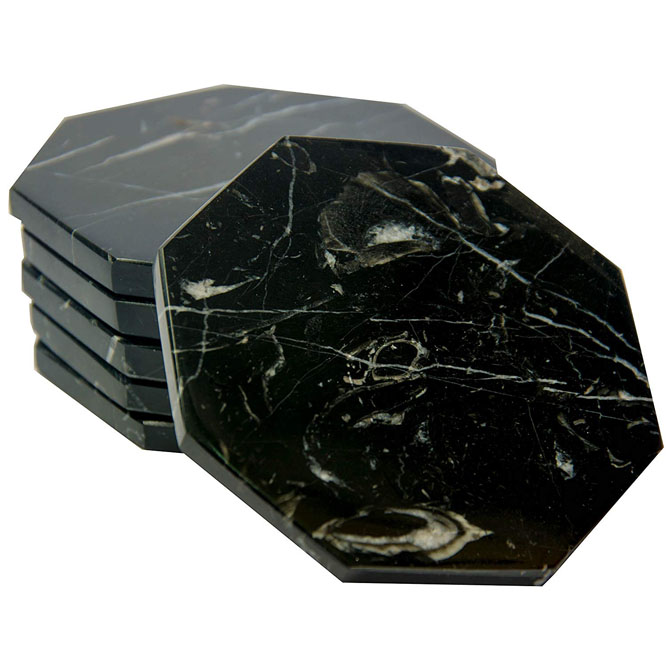 Europe style for River Stone -
Polished Black Marble Stone Coasters Set – Magic Stone detail pictures