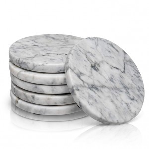 White Round Marble Stone Coasters – Polished Coasters- (10cm) in Diameters