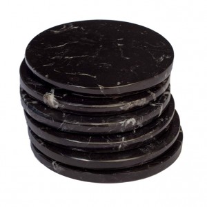 Coasters din piatră de marmură neagră - Coasters lustruit - (10 cm) în diametru