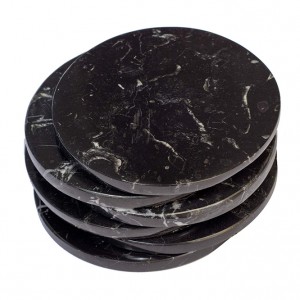 Black Marble Stone Coasters – Polished Coasters – (10 cm) in Diameter