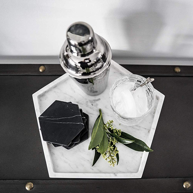 Europe style for River Stone -
Polished Black Marble Stone Coasters Set – Magic Stone detail pictures