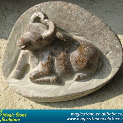 One of Hottest for Basalt Bench -
 Fujian stone carving cow statue figurine – Magic Stone