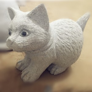 Carving stone cat sculpture