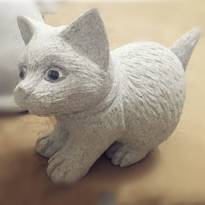 0502-0136Wholesale Grey Chinese Cat Figurine  for Lawn Decorations_副本