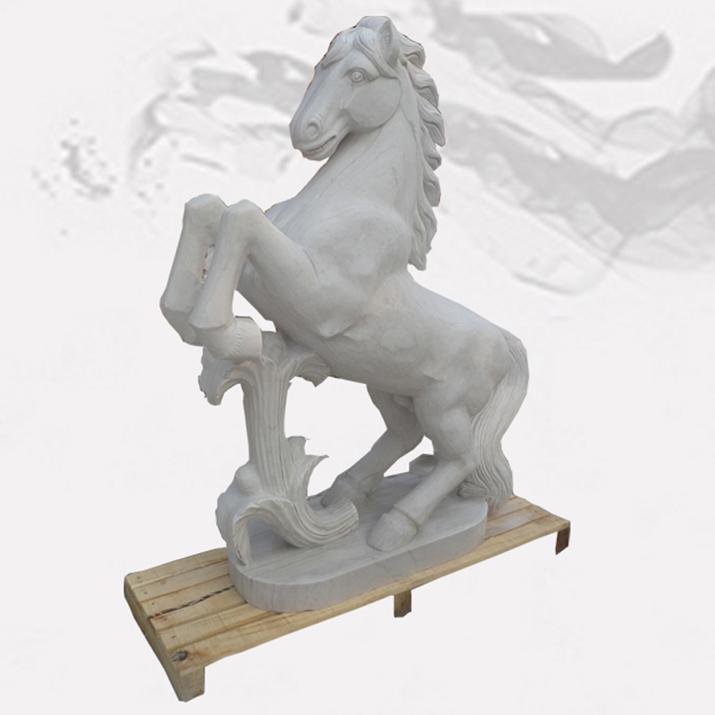 0610-0036 Large white marble horse sculpture