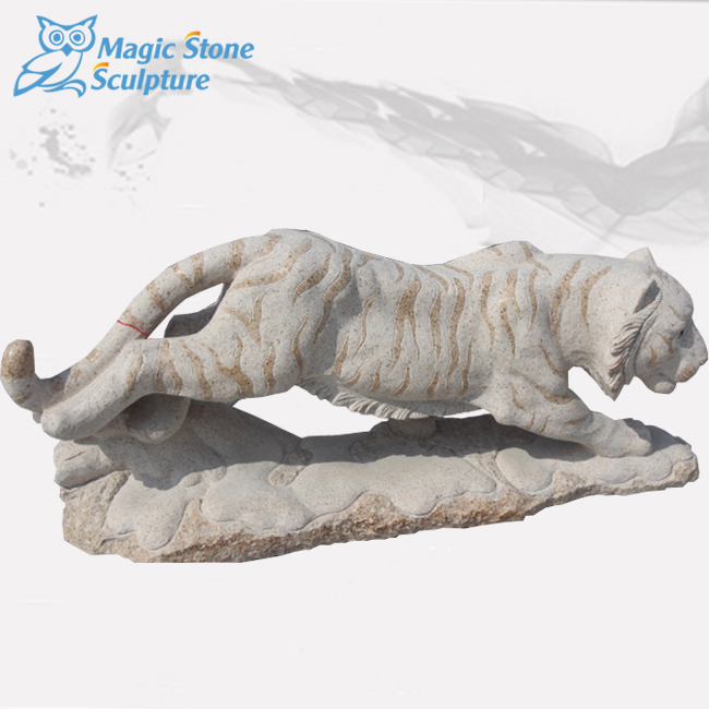 Top Quality White Pebble Stone -
 White marble stone tiger sculpture – Magic Stone