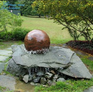 bentuk bola lansekap batu pasir untuk dekorasi taman