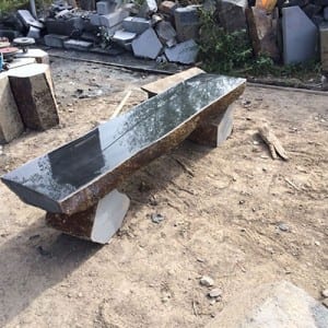 Polished top long stone garden bench