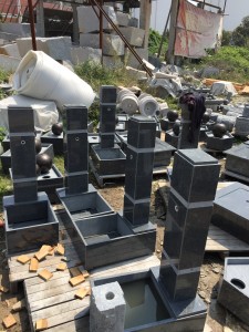 Black Granite Water Fountain Human Feature for garden