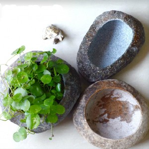 Small cobble stone flower pot for garden decor
