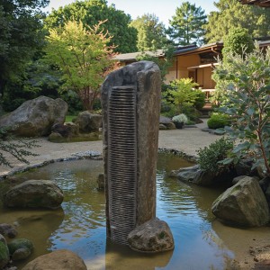 Natural Basalt Column Water Fountain Rustic Garden Ambiance Creator