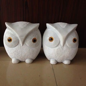 Decorative white owl figurines sculpture