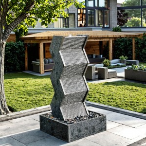 Granite Courtyard Pillar Fountain Elegant Garden Stone Product