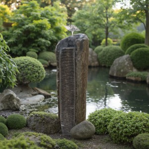 Natural Basalt Column Water Fountain Rustic Garden Ambiance Creator