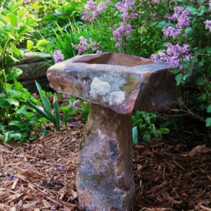 Natural stone birdbath for garden decor