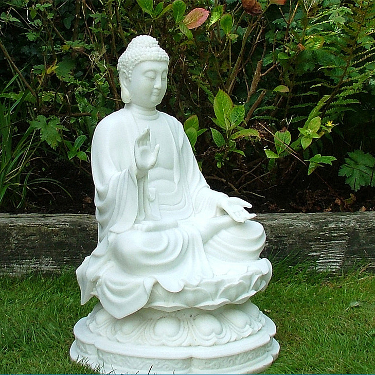 1200-0008 stone garden white marble buddha statue_副本
