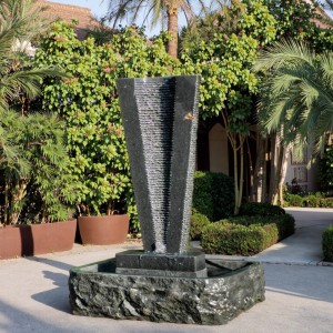 Indoor/Outdoor Natural Granite Stone Waterfall Bali Basin Flowing Water Feature Garden Ornaments