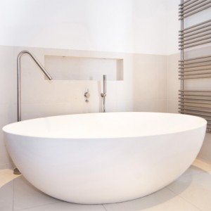 Bathtub Freestanding Batu Marmer Putih untuk Penggunaan Bathtub