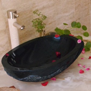 Factory Price Stone Bench -
 Black oval shape limestone kitchen basin sinks – Magic Stone