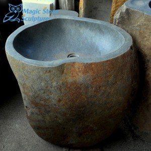 Natural cobble stone wash basin sink