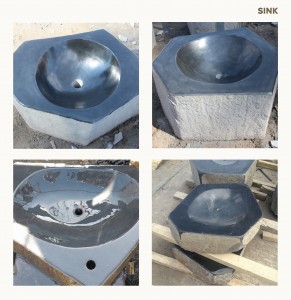 Natural Basalt Vessel Sink with Polished Bowl