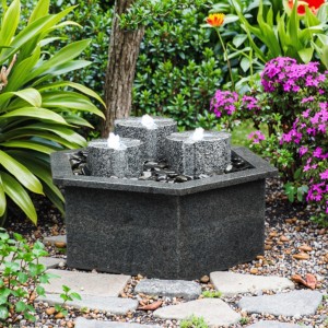 Black Granite Stone Carving Fountain for Hotel Garden for Community Landscape Sculpture Durable Garden Products