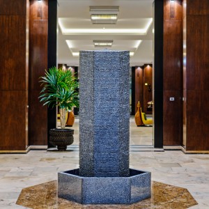 Small Indoor Grey Granite Water Fountain Elegant Garden Ornament for Home or Hotel Decor