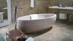 Plygon stone  festanding bathtub