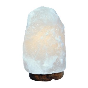 Himalayan Natural Salt Lamp Vitamin of The Air – White Salt Lamp, Natural Wood Base, Electric Wire & Bulb