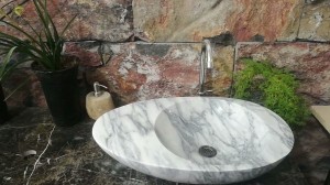 Dish shape limestone bathroom wash hand basin sink