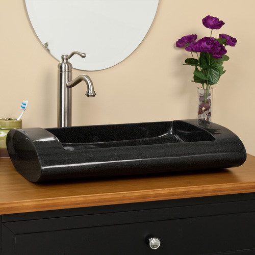 Reasonable price for Engraved Word Stones -
 Rectangle shape black color granite kitchen sink – Magic Stone