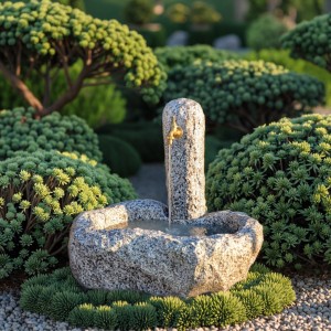Hand-Carved Granite Water Fountain for Garden Outdoor