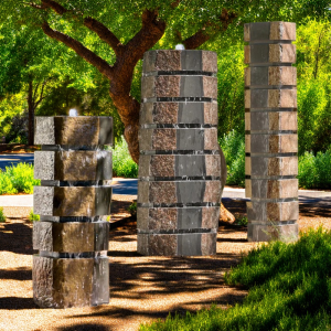 Outdoor Rectangle-Shaped Basalt Rock Garden Waterfall Fountain Elegant Ornaments for Home Decor
