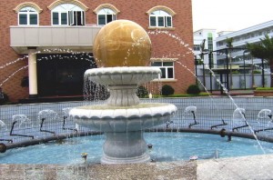 Outdoor marble water fountain with ball