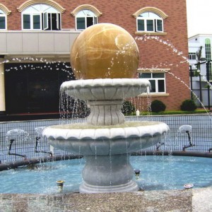 Outdoor marble water fountain with ball