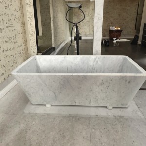 High-End Natural Stone Freestanding Bathtub for Luxury Residential Bathroom Decor