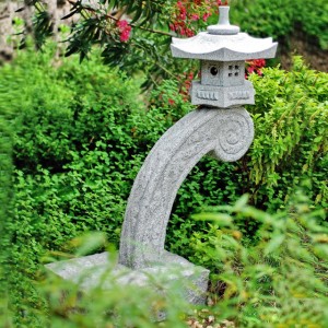 Japanese style carved stone lantern for outdoor decor