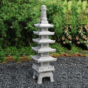 Японский сад статуя пагода фонари