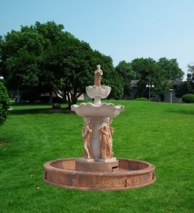 Outdoor antique marble water fountain