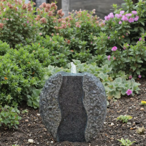Indoor-Outdoor Home Garden Patio Decor Carved Black Granite Stone Water Feature Fountain Ornament for Yard Deck
